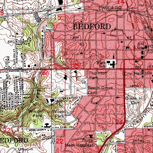 Topographic Map of Thornton Park, IN