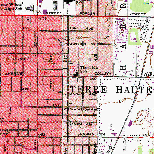 Topographic Map of Thornton School, IN