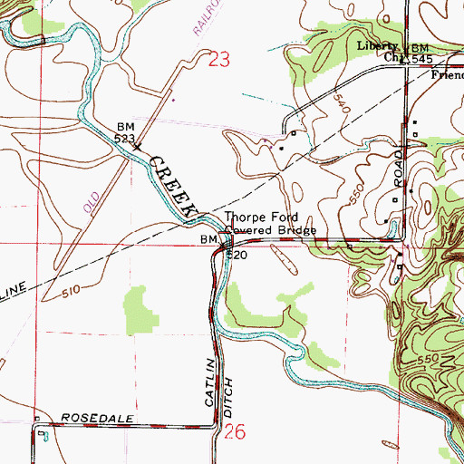 Topographic Map of Thorpe Ford Covered Bridge, IN