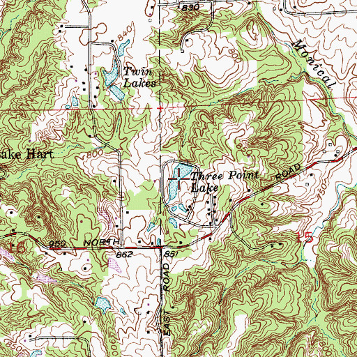Topographic Map of Three Point Lake, IN