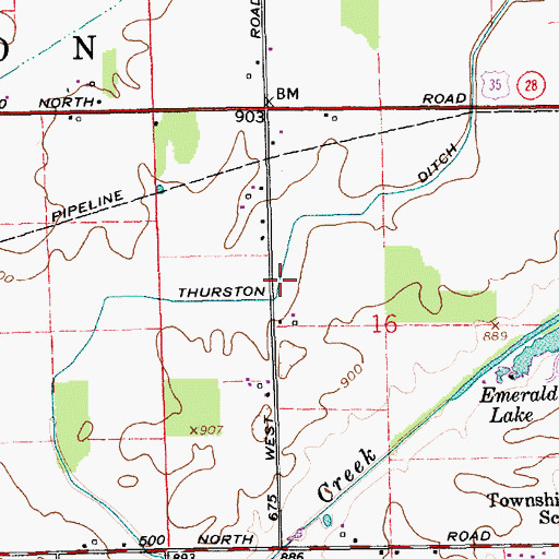 Topographic Map of Thurston Ditch, IN