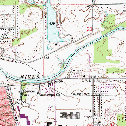 Topographic Map of Tick Creek, IN