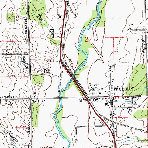 Topographic Map of Tie Run, IN