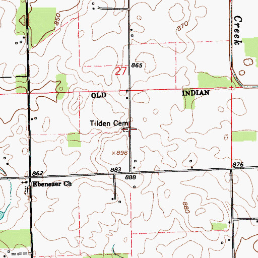 Topographic Map of Tilden Cemetery, IN