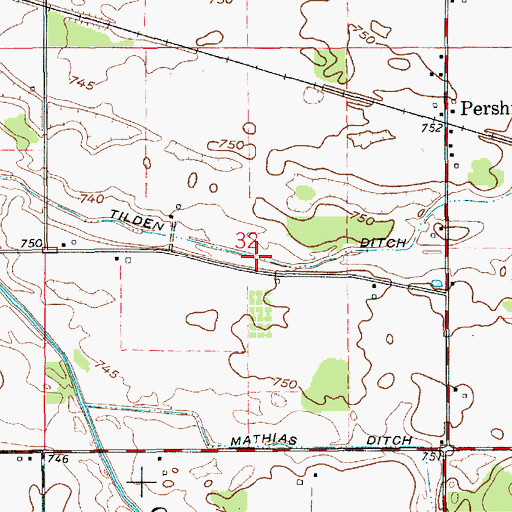 Topographic Map of Tilden Ditch, IN
