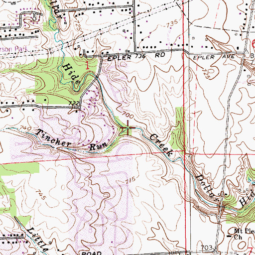 Topographic Map of Tincher Run, IN