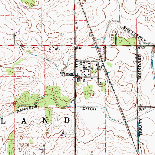 Topographic Map of Tiosa, IN
