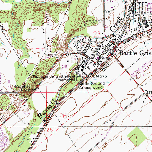 Topographic Map of Tippecanoe Battlefield Memorial, IN