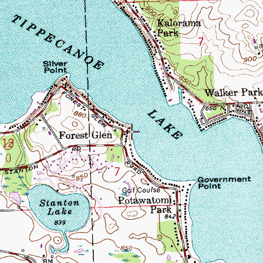 Topographic Map of Tippecanoe Lake, IN
