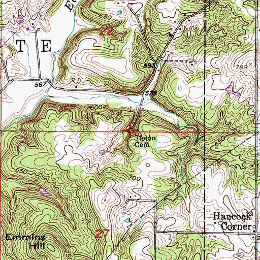 Topographic Map of Tipton Cemetery, IN