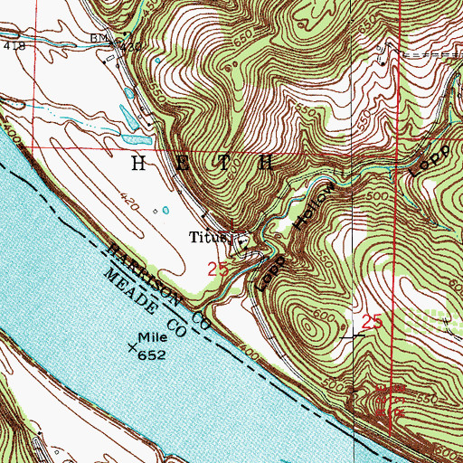 Topographic Map of Titus, IN