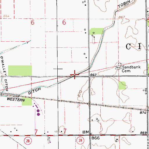 Topographic Map of Tobin Ditch, IN