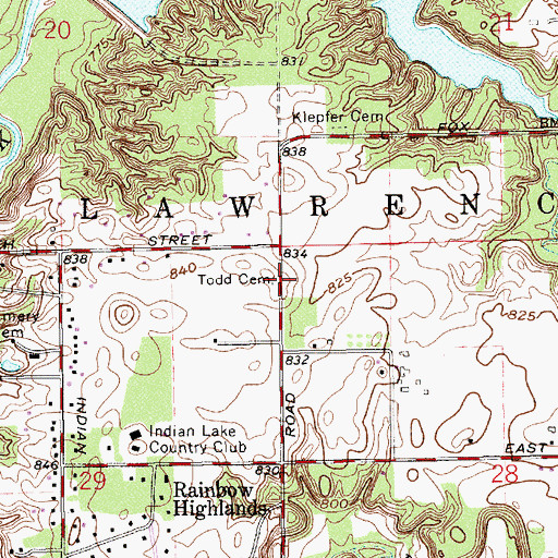 Topographic Map of Todd Cemetery, IN