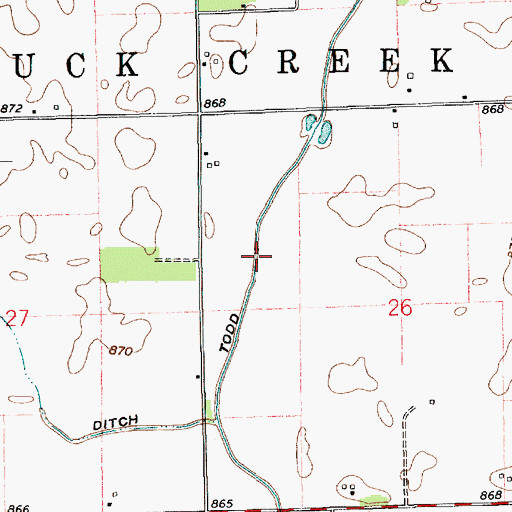 Topographic Map of Todd Ditch, IN