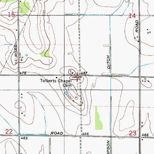 Topographic Map of Tolberts Chapel Cemetery, IN