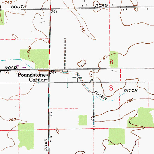 Topographic Map of Tolen Ditch, IN