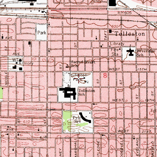 Topographic Map of Tolleston Park, IN
