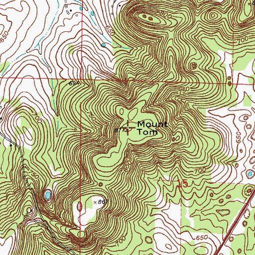 Topographic Map of Mount Tom, IN