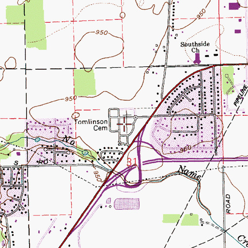 Topographic Map of Tomlinson Cemetery, IN