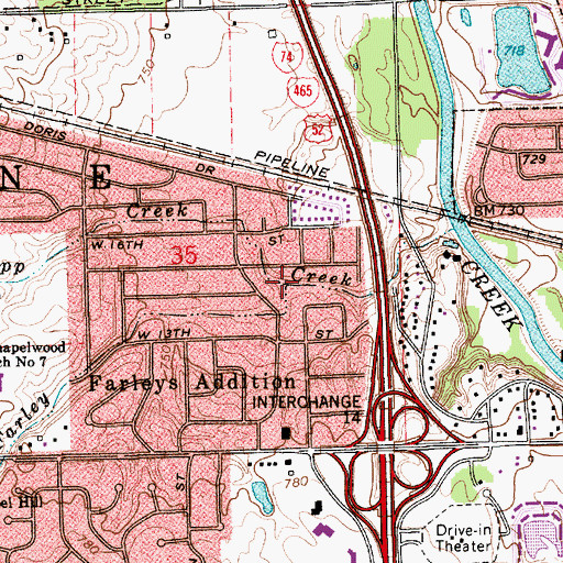 Topographic Map of Topp Creek, IN