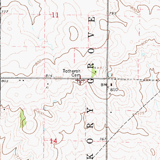 Topographic Map of Totheroh Cemetery, IN