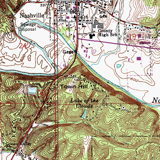 Topographic Map of Town Hill, IN