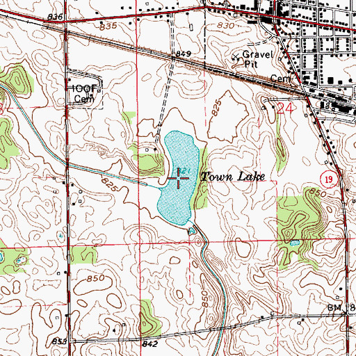 Topographic Map of Town Lake, IN