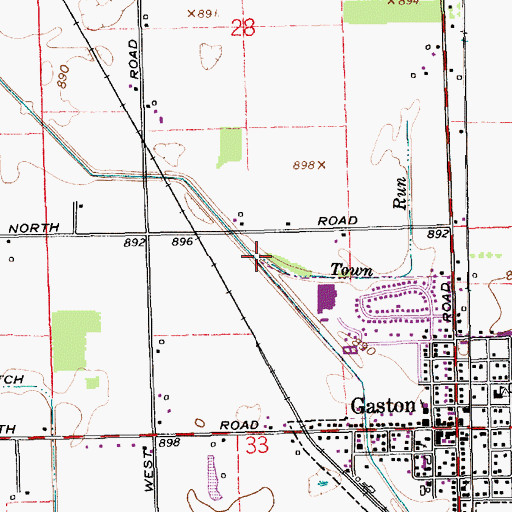 Topographic Map of Town Run, IN