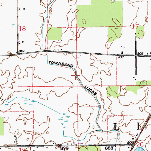 Topographic Map of Townsand Lucas Ditch, IN