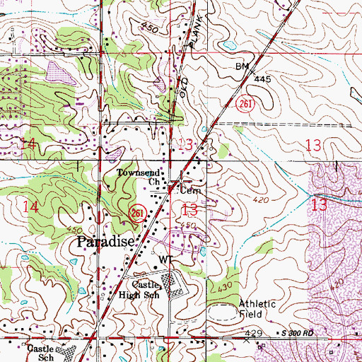 Topographic Map of Townsend Church, IN
