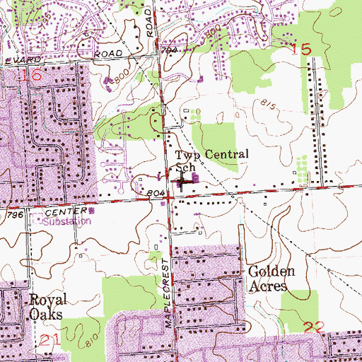 Topographic Map of Township Central School, IN