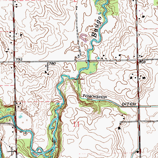 Topographic Map of Township Ditch, IN