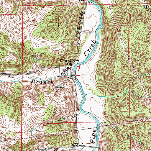 Topographic Map of Trace Branch, IN