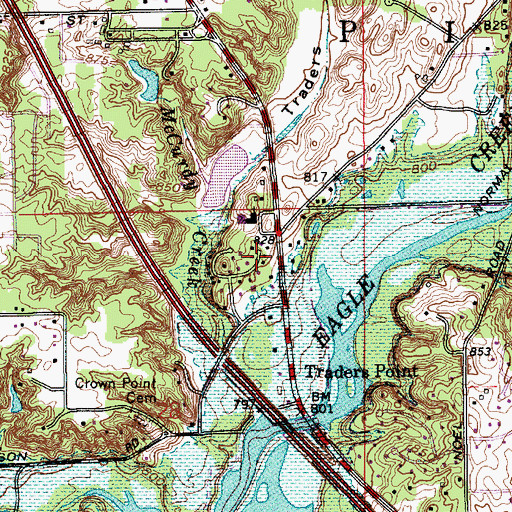 Topographic Map of Traders Point, IN