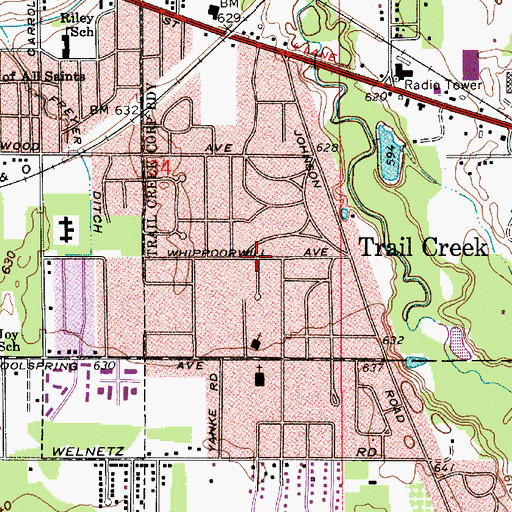 Topographic Map of Trail Creek, IN