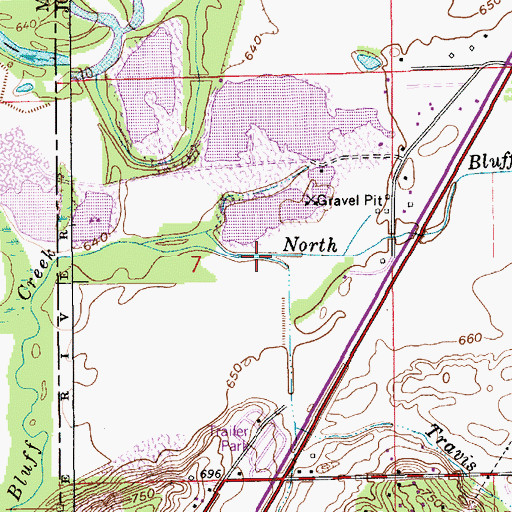 Topographic Map of Travis Creek, IN