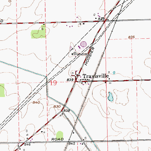 Topographic Map of Travisville, IN