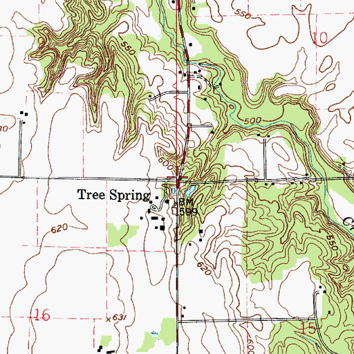 Topographic Map of Tree Spring, IN