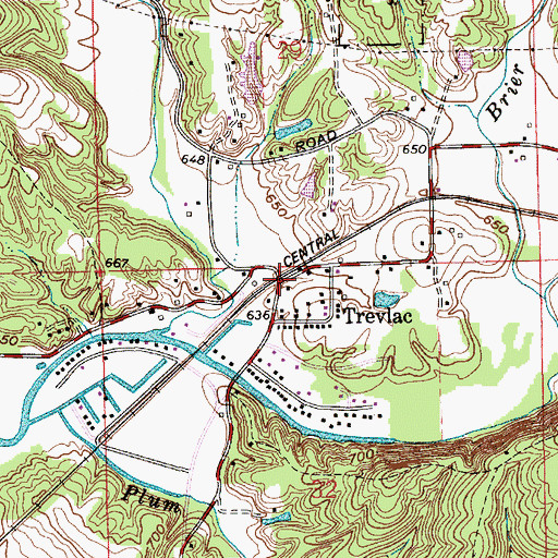 Topographic Map of Trevlac, IN