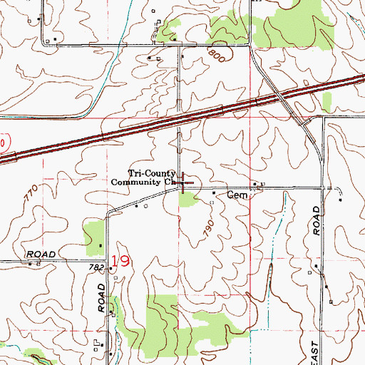 Topographic Map of Tri-County Community Church, IN