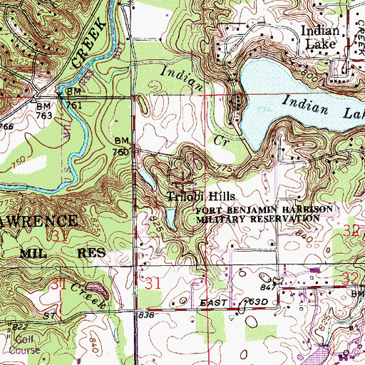 Topographic Map of Trilobi Hills, IN