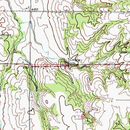 Topographic Map of Trimble Cemetery, IN