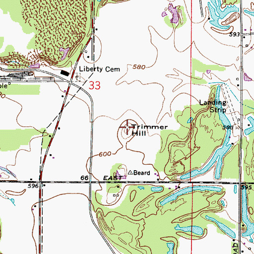 Topographic Map of Trimmer Hill, IN