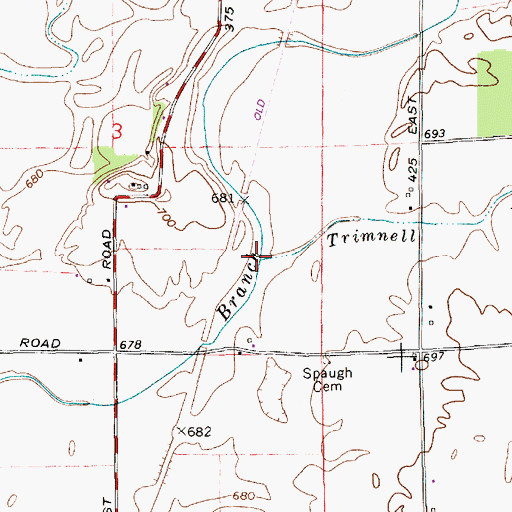 Topographic Map of Trimnell Branch, IN