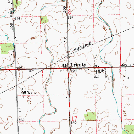 Topographic Map of Trinity, IN