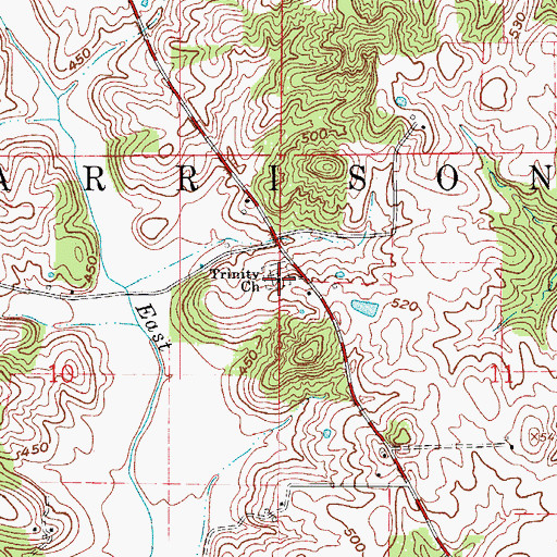 Topographic Map of Trinity Church, IN