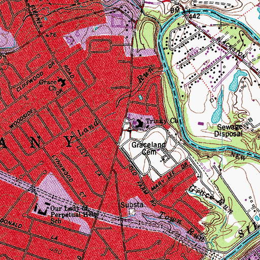 Topographic Map of Trinity Church, IN