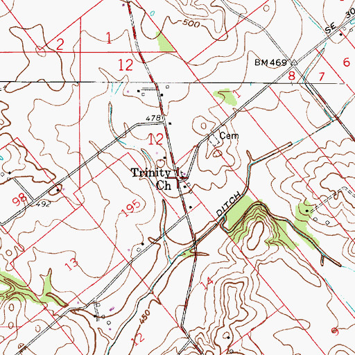Topographic Map of Trinity Church, IN