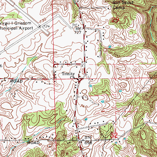 Topographic Map of Trinity Church, IN