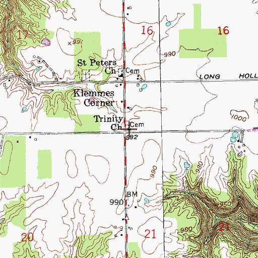 Topographic Map of Trinity Church, IN